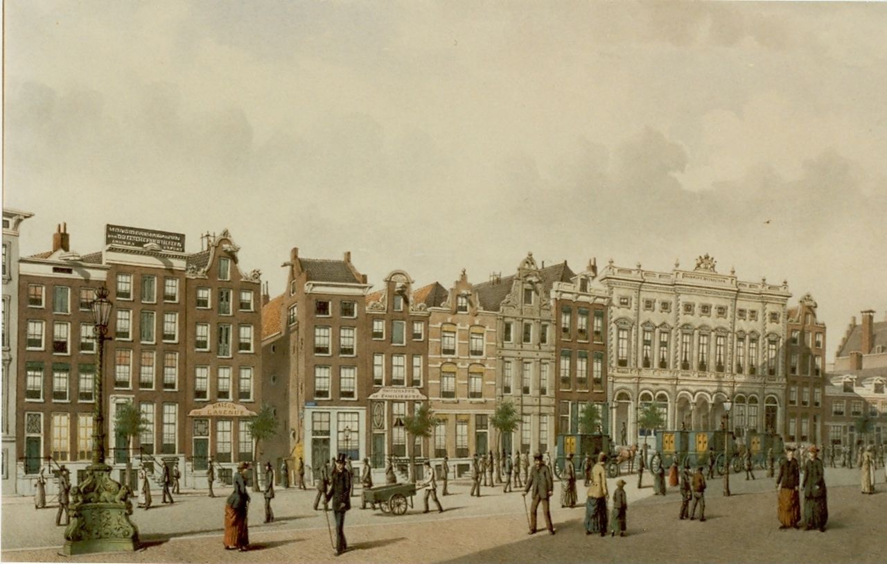 Rieke J.M.A.  | Johan Martinus Anthon Rieke, Het oude postkantoor van Amsterdam, aquarel op papier 32,5 x 50,5 cm, gesigneerd rechtsonder