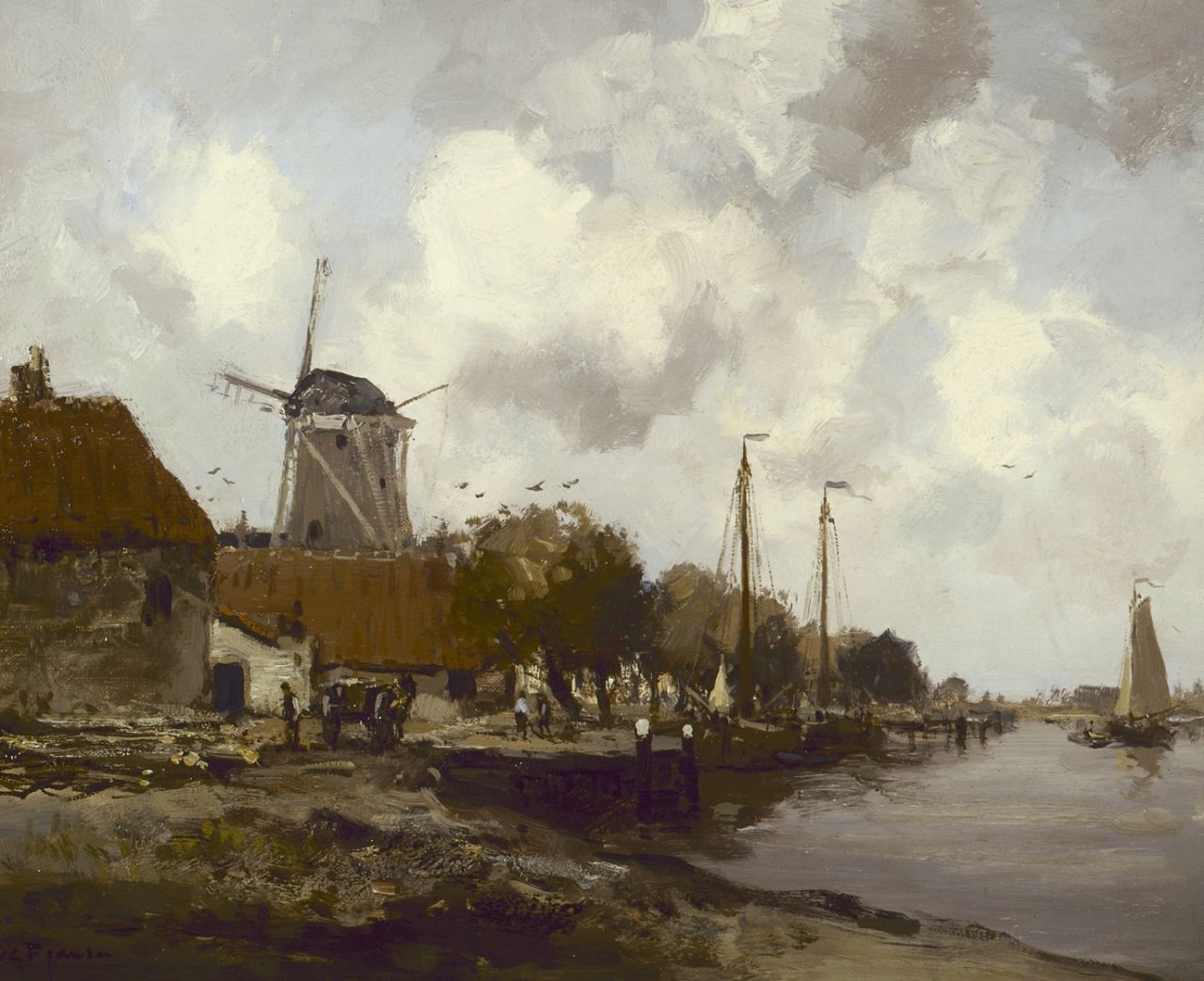Jansen W.G.F.  | 'Willem' George Frederik Jansen, Stadje aan de Zuiderzee, olieverf op doek 41,0 x 51,0 cm, gesigneerd linksonder