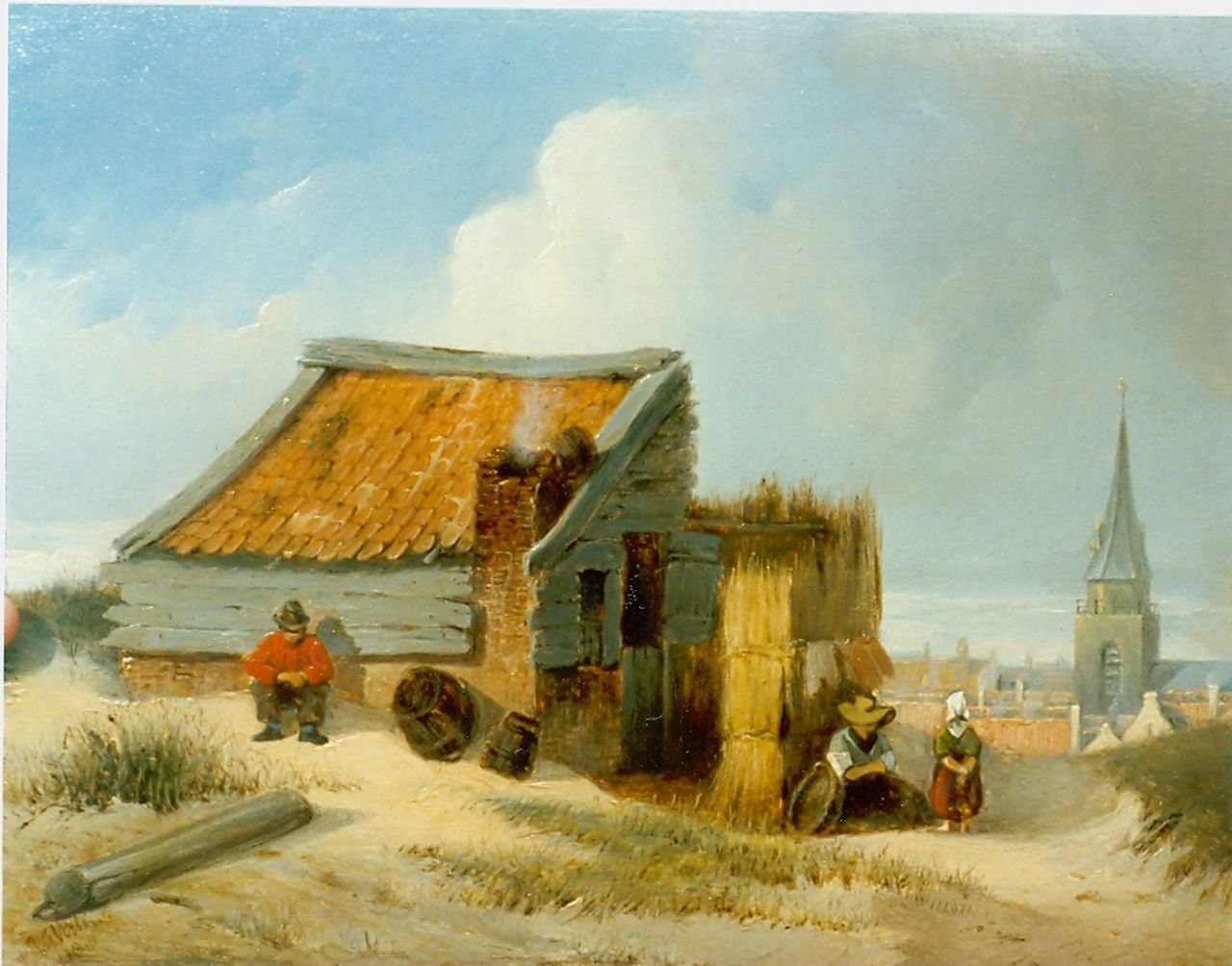 Vertin P.G.  | Petrus Gerardus Vertin, Doorkijkje op Scheveningen, olieverf op paneel 22,0 x 28,5 cm, gesigneerd linksonder en gedateerd 1840