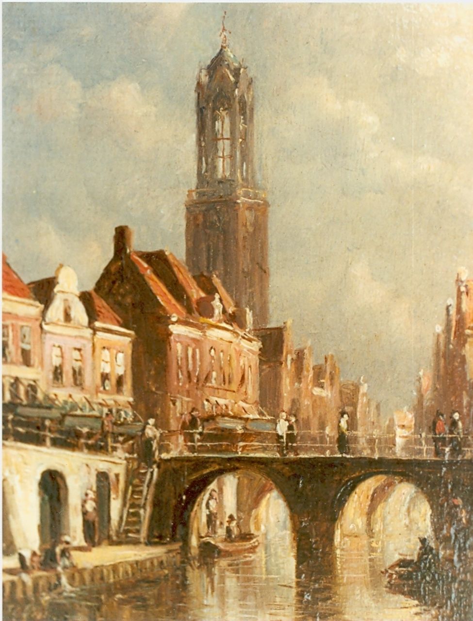 Vertin P.G.  | Petrus Gerardus Vertin, Hollands stadsgezicht, olieverf op paneel 13,0 x 10,1 cm, gesigneerd linksonder