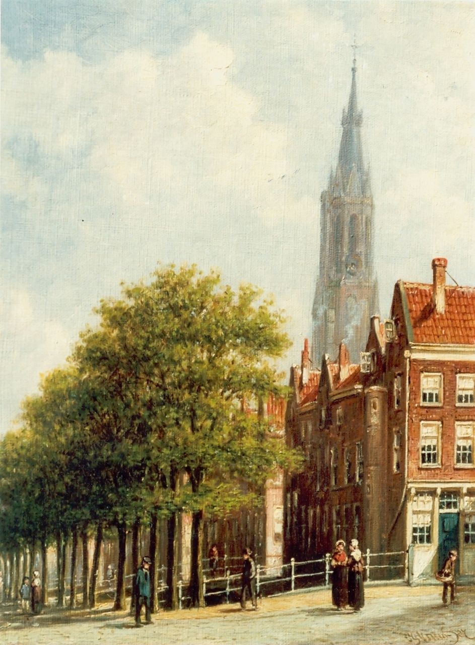 Vertin P.G.  | Petrus Gerardus Vertin, Stadsgracht in zomer, olieverf op doek 33,0 x 26,7 cm, gesigneerd rechtsonder