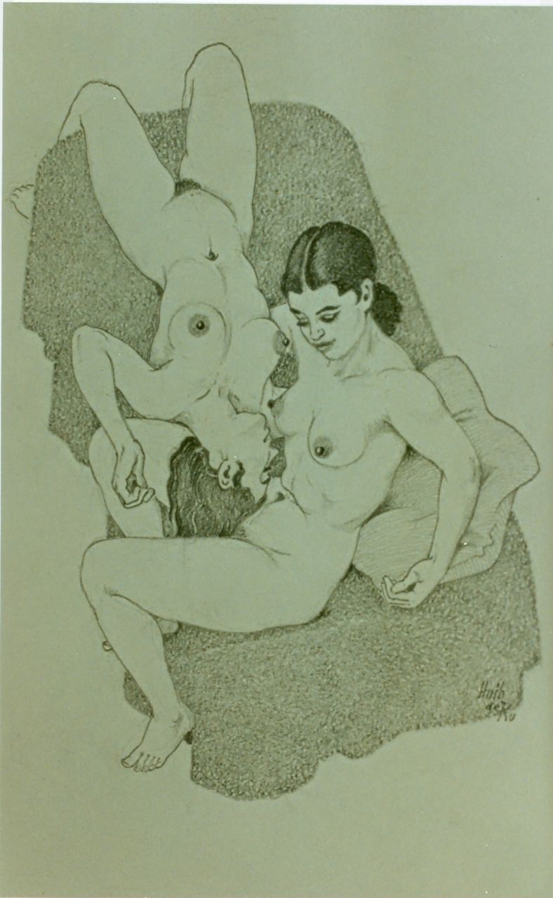 Ru H.B.W. de | Huibert Bernardus Wilhelmus 'Huib' de Ru, Serie van vrouwelijke naakten, potlood op papier