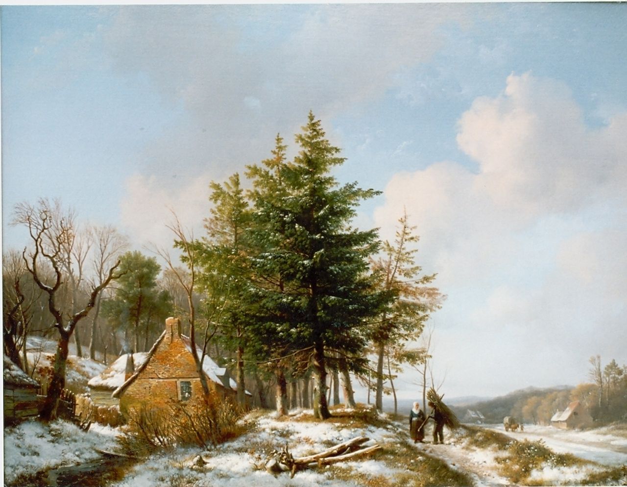 Sande Bakhuyzen H. van de | Hendrikus van de Sande Bakhuyzen, Wintergezicht, olieverf op paneel 46,8 x 60,0 cm, gesigneerd linksonder