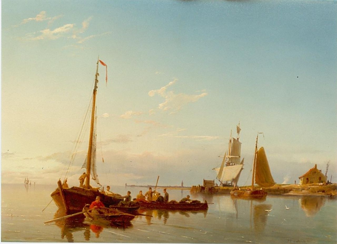 Dommershuijzen P.C.  | Pieter Cornelis Dommershuijzen, Verstilde Zuiderzee, olieverf op paneel 27,8 x 38,0 cm, gesigneerd rechtsonder