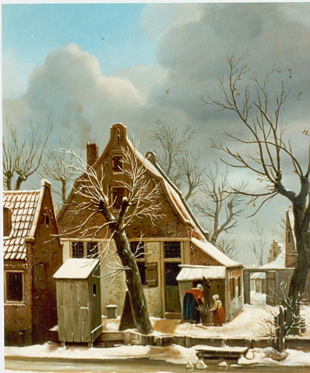 Hansen C.L.  | Carel Lodewijk Hansen, Gezicht op boerderij in de winter, olieverf op doek 53,5 x 44,0 cm, gesigneerd rechtsonder