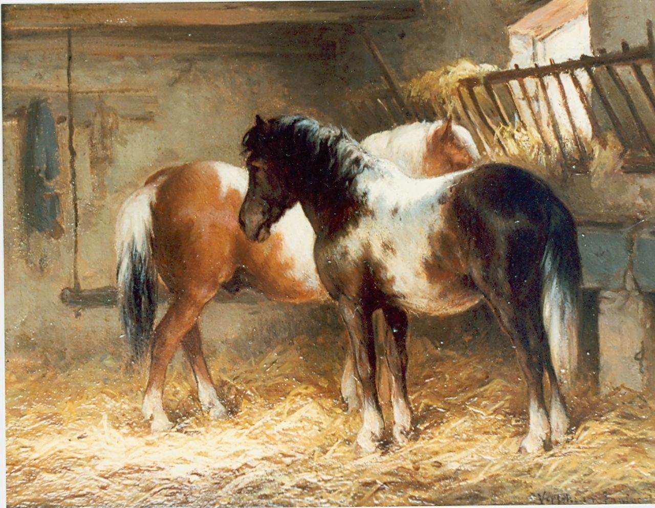 Verschuur jr. W.  | Wouter Verschuur jr., Paarden in de stal, olieverf op paneel 15,0 x 20,0 cm, gesigneerd rechtsonder