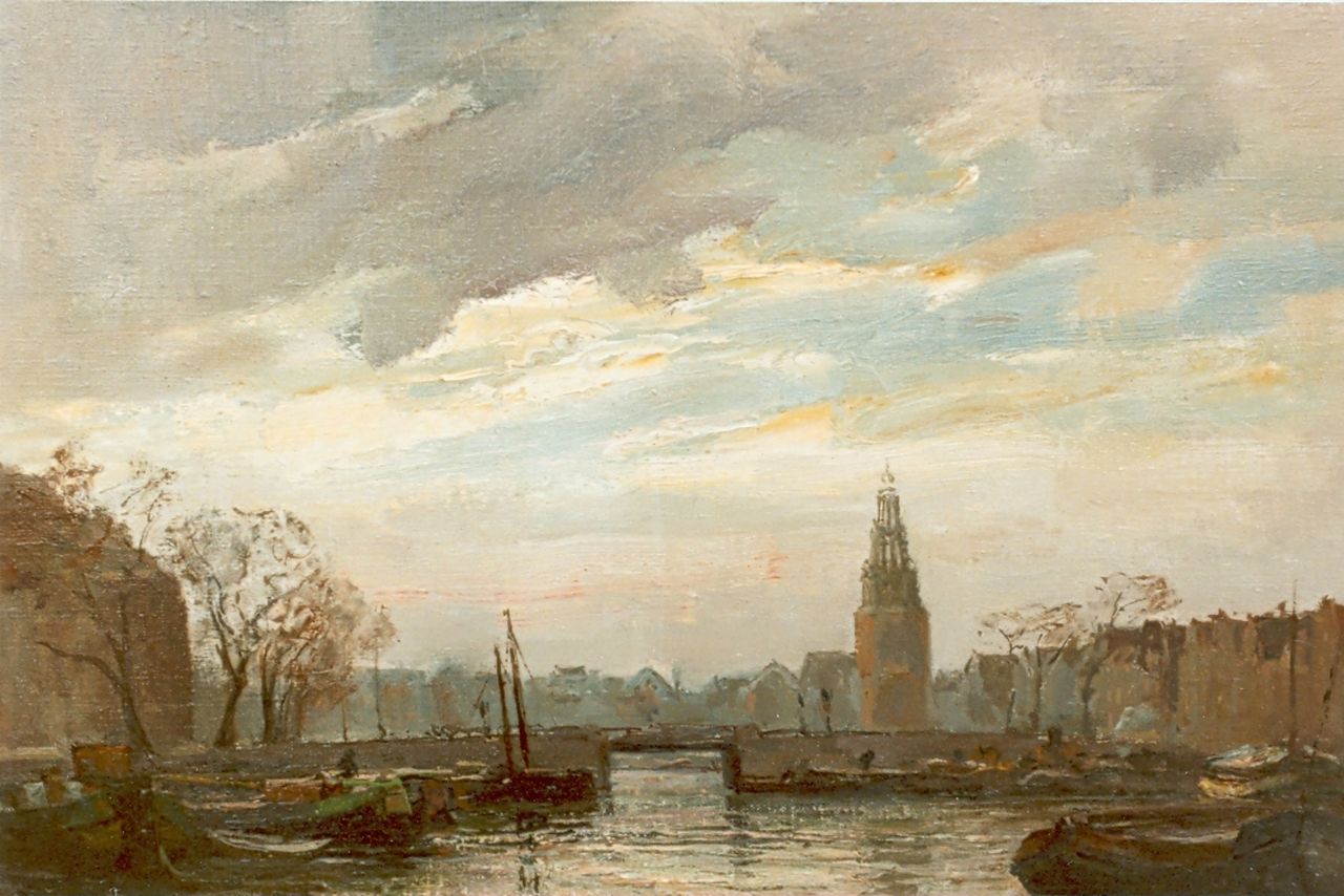Schulman D.  | David Schulman, Gezicht op de Montelbaanstoren, Amsterdam, olieverf op doek 40,5 x 60,0 cm, gesigneerd linksonder