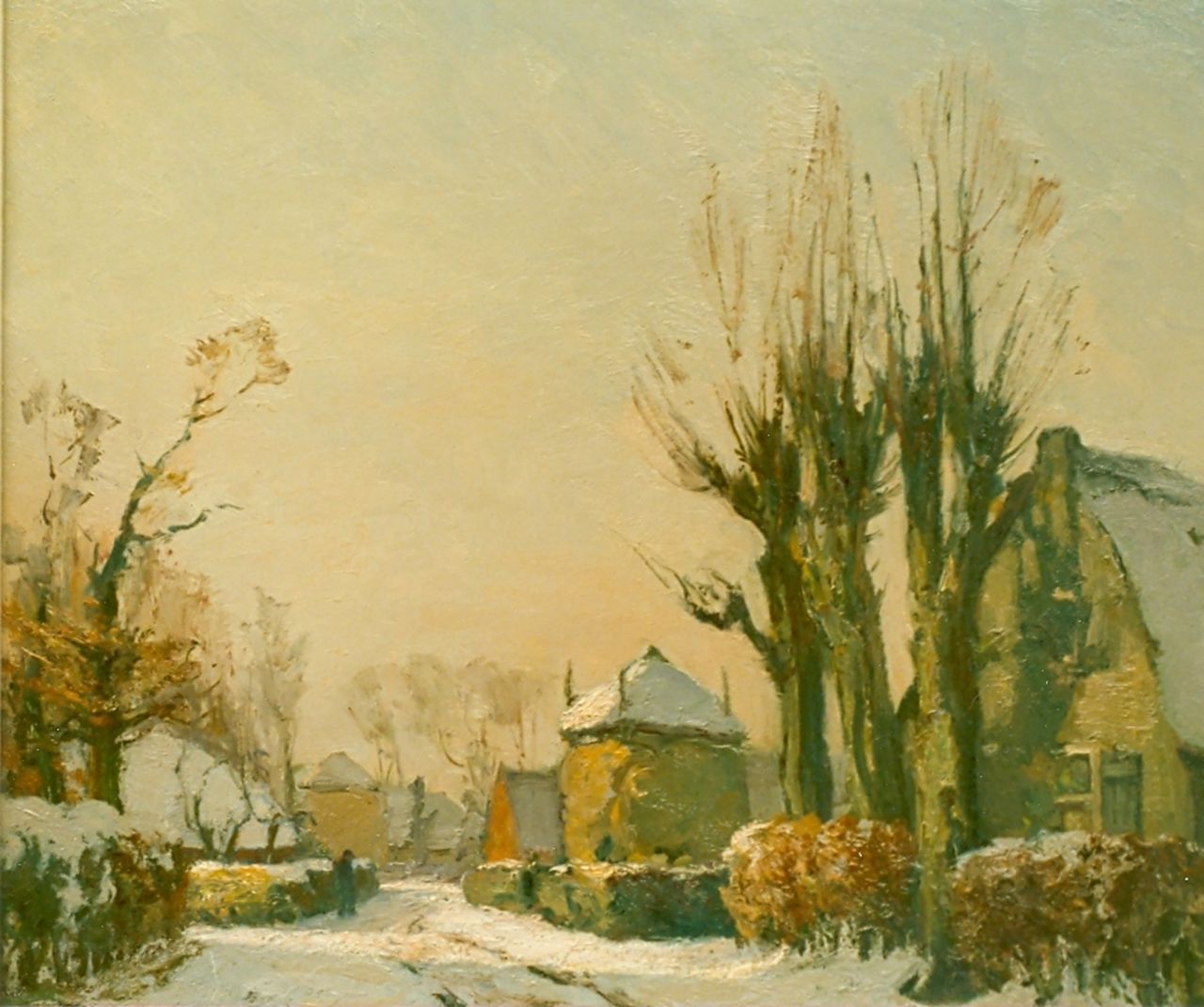 Schulman D.  | David Schulman, Winterlandschap, Laren, olieverf op paneel 45,7 x 55,2 cm, gesigneerd rechtsonder