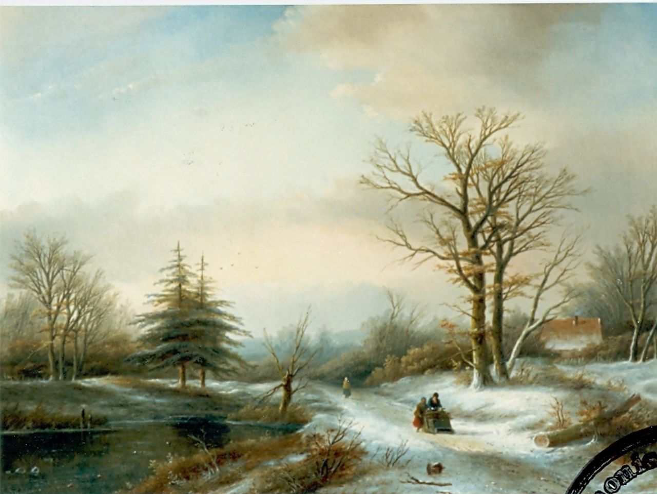 Spohler J.J.  | Jan Jacob Spohler, Winterse avondstemming, olieverf op doek 52,5 x 73,0 cm, gesigneerd linksonder