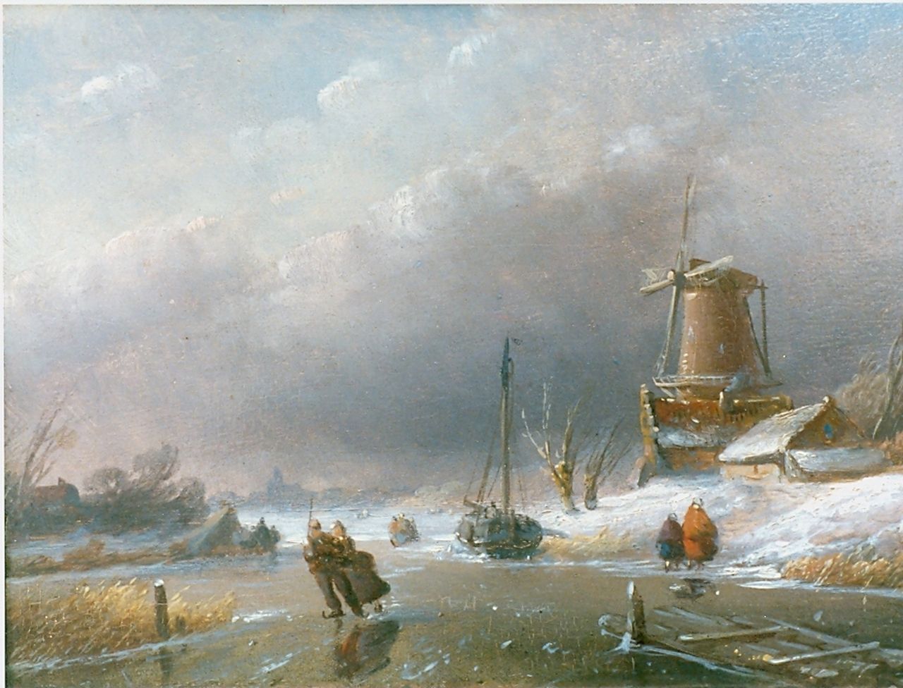 Spohler J.J.  | Jan Jacob Spohler, Winter, olieverf op paneel 15,2 x 20,5 cm, gesigneerd linksonder