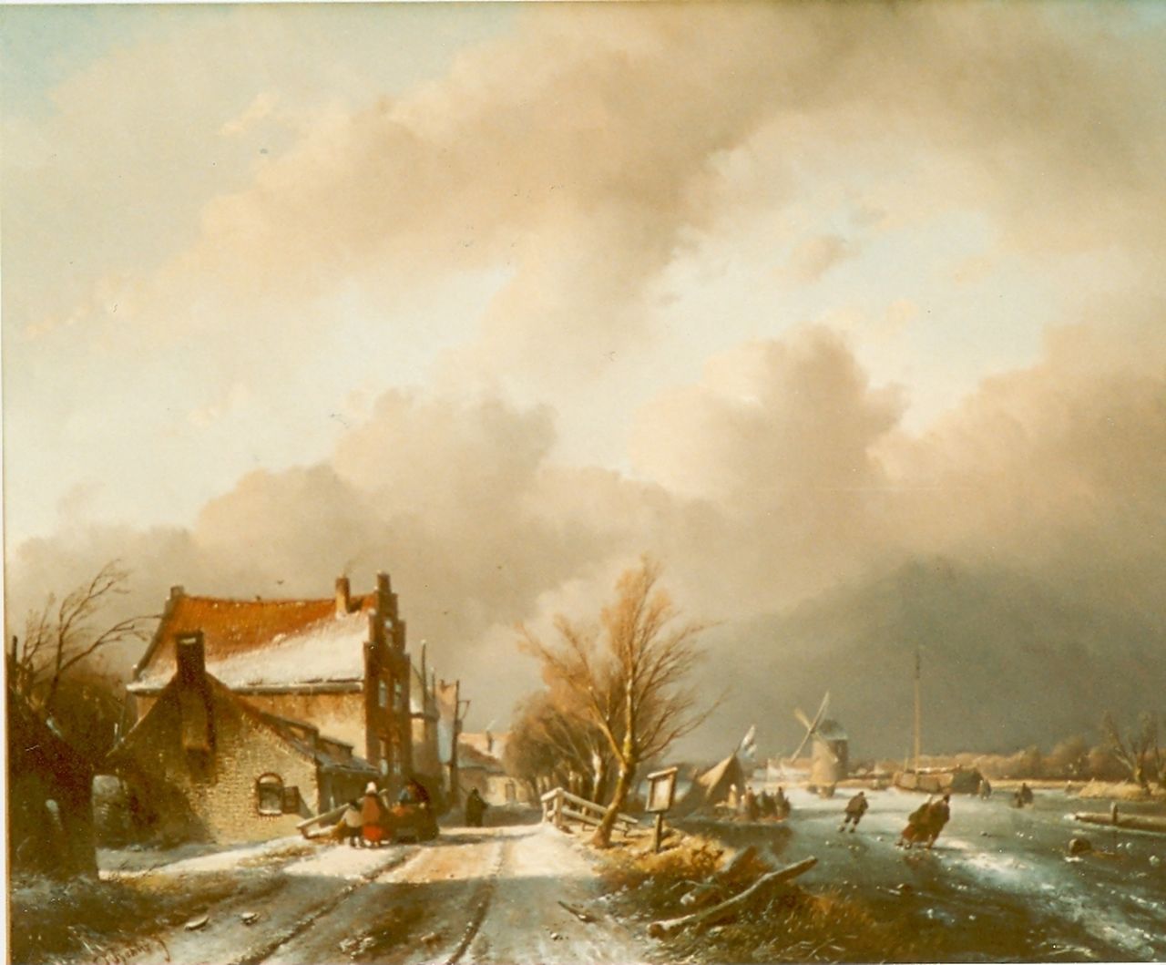 Spohler J.J.  | Jan Jacob Spohler, Winter, olieverf op paneel 48,3 x 61,3 cm, gesigneerd linksonder
