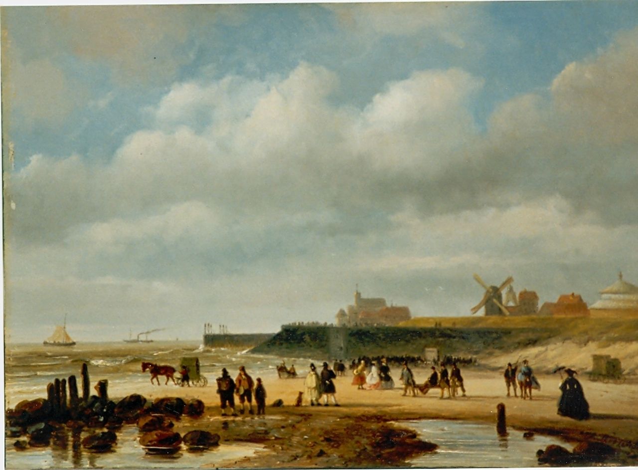 Roosenboom N.J.  | Nicolaas Johannes Roosenboom, Strandvermaak bij Scheveningen, olieverf op paneel 25,5 x 36,1 cm, gesigneerd rechtsonder