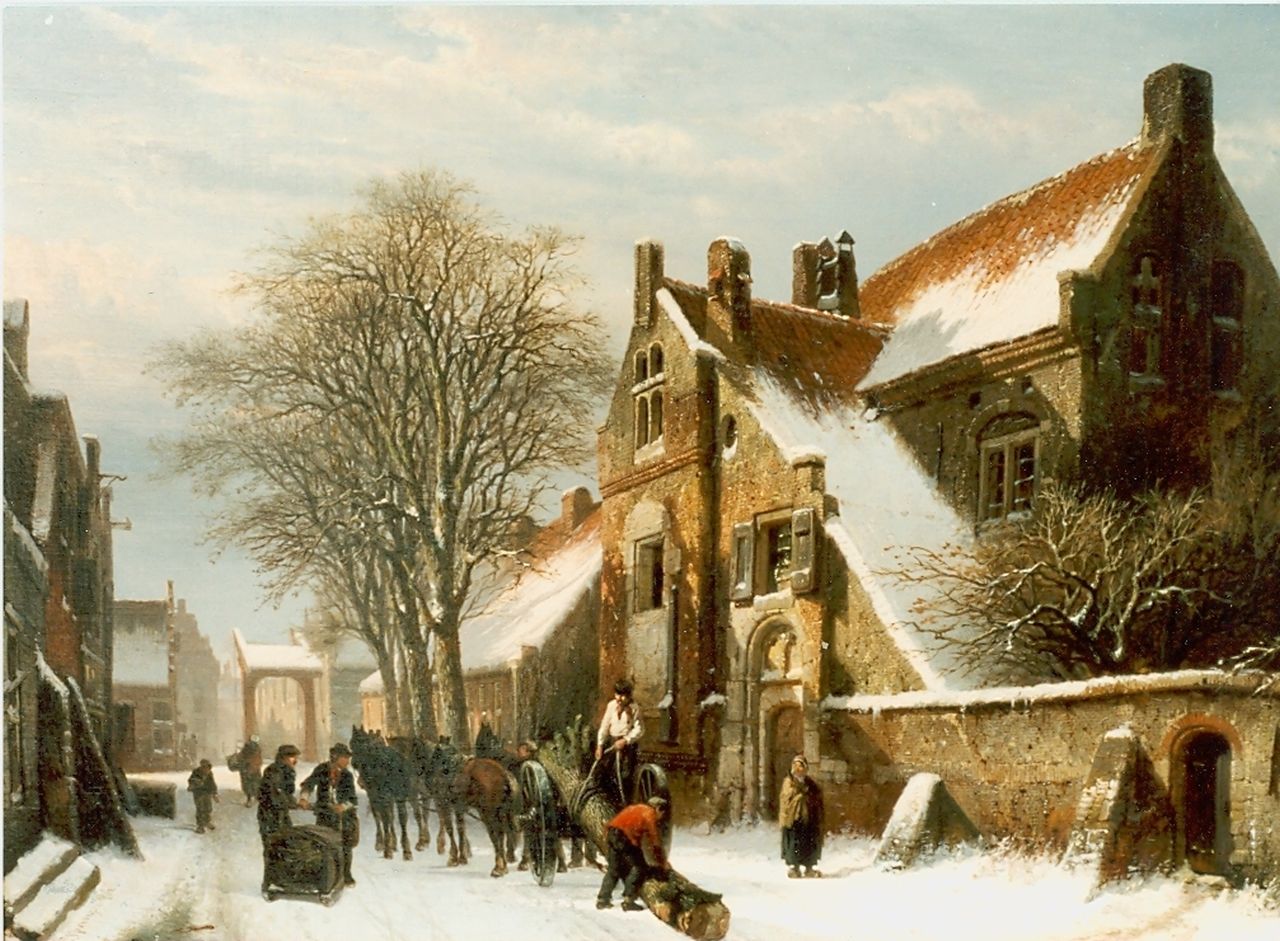 Springer C.  | Cornelis Springer, Winters gezicht op Hasselt, olieverf op doek 46,0 x 62,0 cm, gesigneerd linksonder en gedateerd 1862