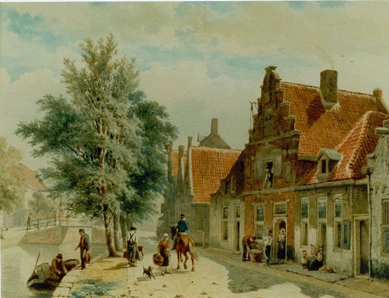 Springer C.  | Cornelis Springer, De Burgwal in Haarlem, aquarel op papier 30,5 x 40,5 cm, gesigneerd rechtsonder en gedateerd 1843