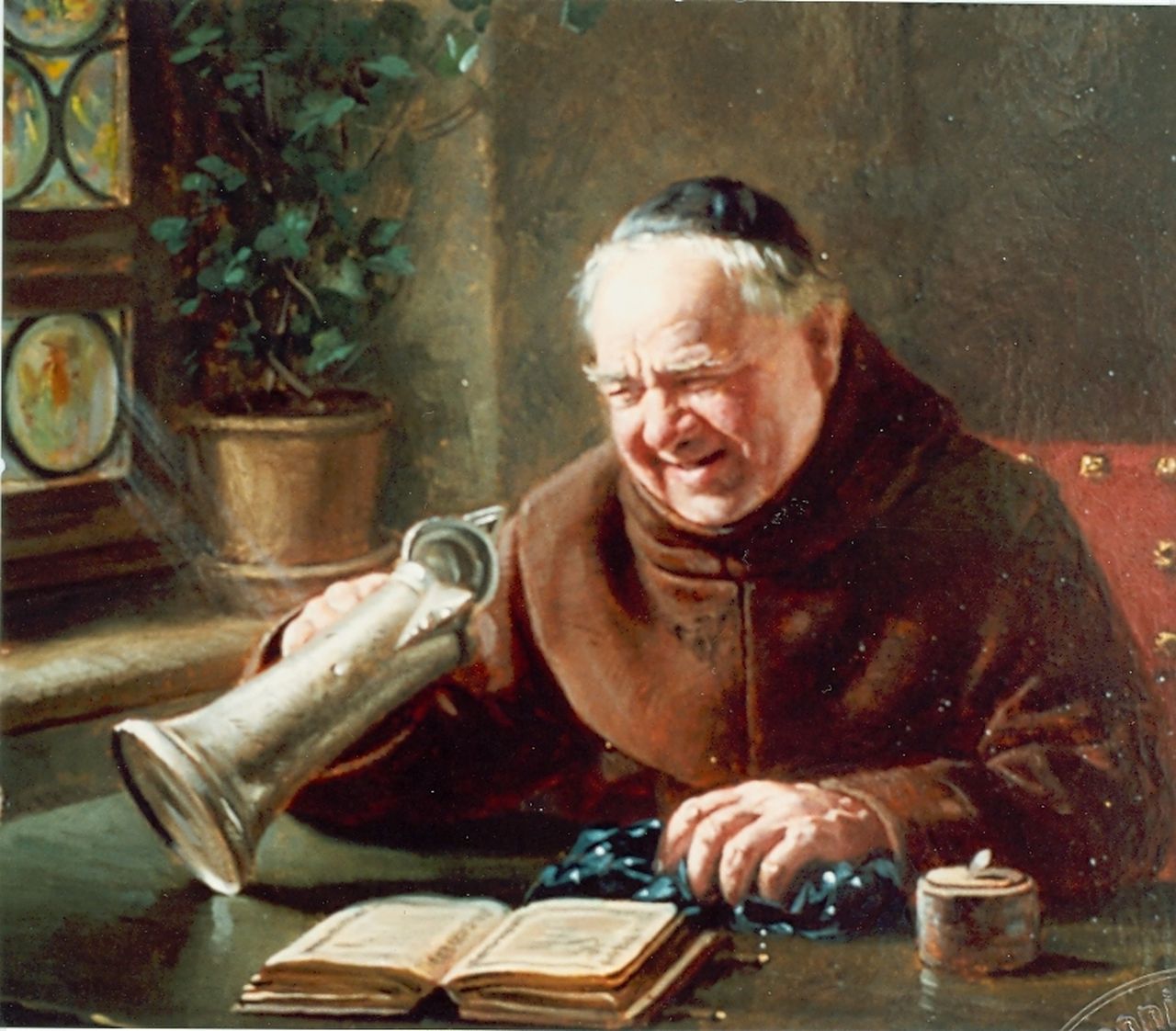 Fritz Steinmetz-Noris | De laatste druppel, olieverf op paneel, 10,4 x 11,7 cm