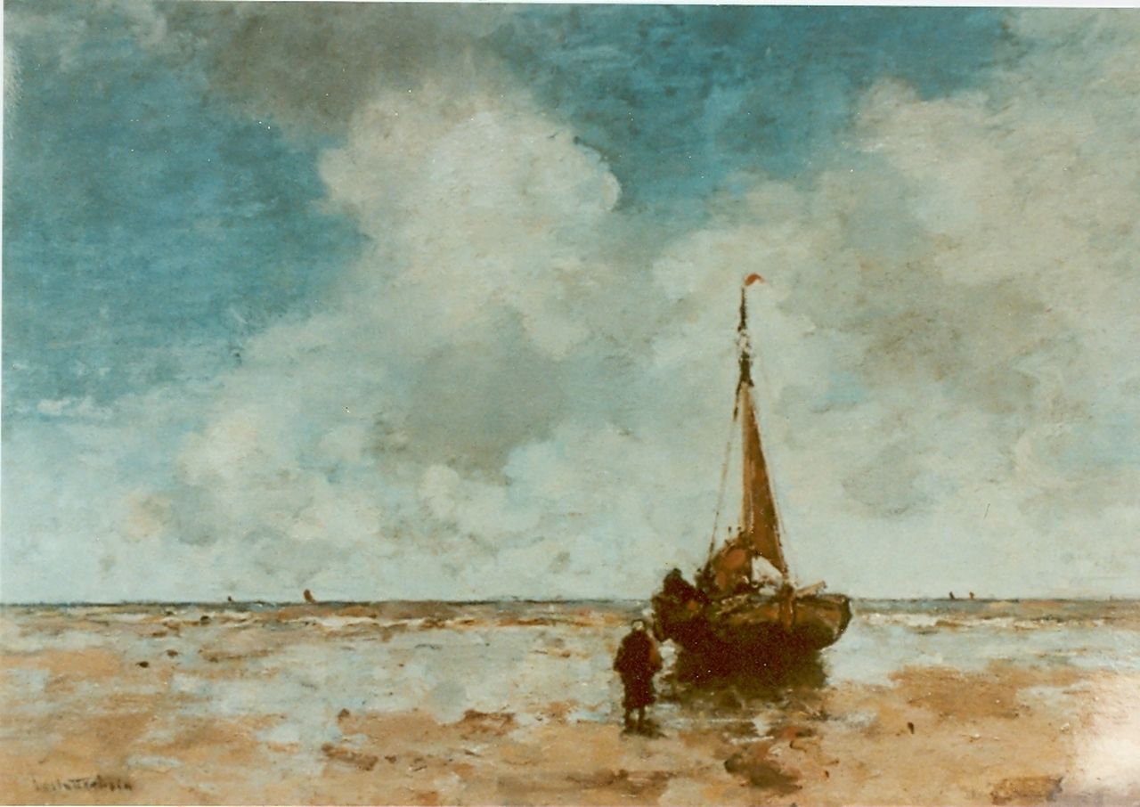Stutterheim L.P.  | Lodewijk Philippus 'Louis' Stutterheim, Bomschuit op het strand, olieverf op paneel 48,0 x 70,0 cm, gesigneerd linksonder