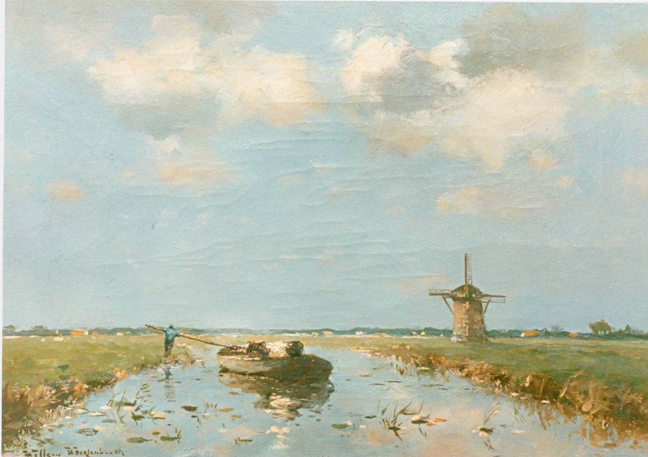 Weissenbruch W.J.  | 'Willem' Johannes Weissenbruch, Hollands polderlandschap, olieverf op paneel 30,5 x 40,7 cm, gesigneerd linksonder