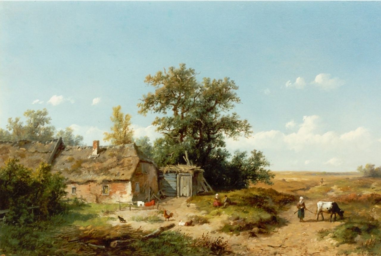 Wijngaerdt A.J. van | Anthonie Jacobus van Wijngaerdt, Boerderijtje aan de bosrand, olieverf op paneel 23,3 x 35,9 cm, gesigneerd rechtsonder