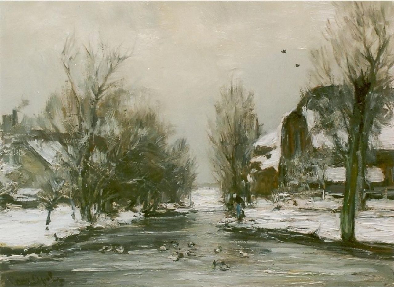 Apol L.F.H.  | Lodewijk Franciscus Hendrik 'Louis' Apol, Winter in Voorschoten, olieverf op doek 30,0 x 40,0 cm, gesigneerd linksonder