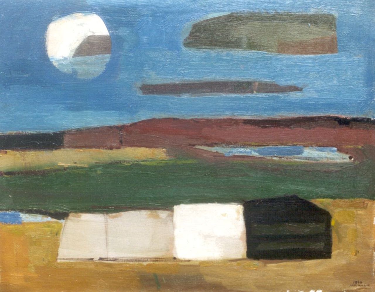 Kagie J.L.  | Johannes Leonardus 'Jan' Kagie, Maanlandschap, olieverf op doek 59,5 x 75,2 cm, gesigneerd rechtsonder en gedateerd 1960