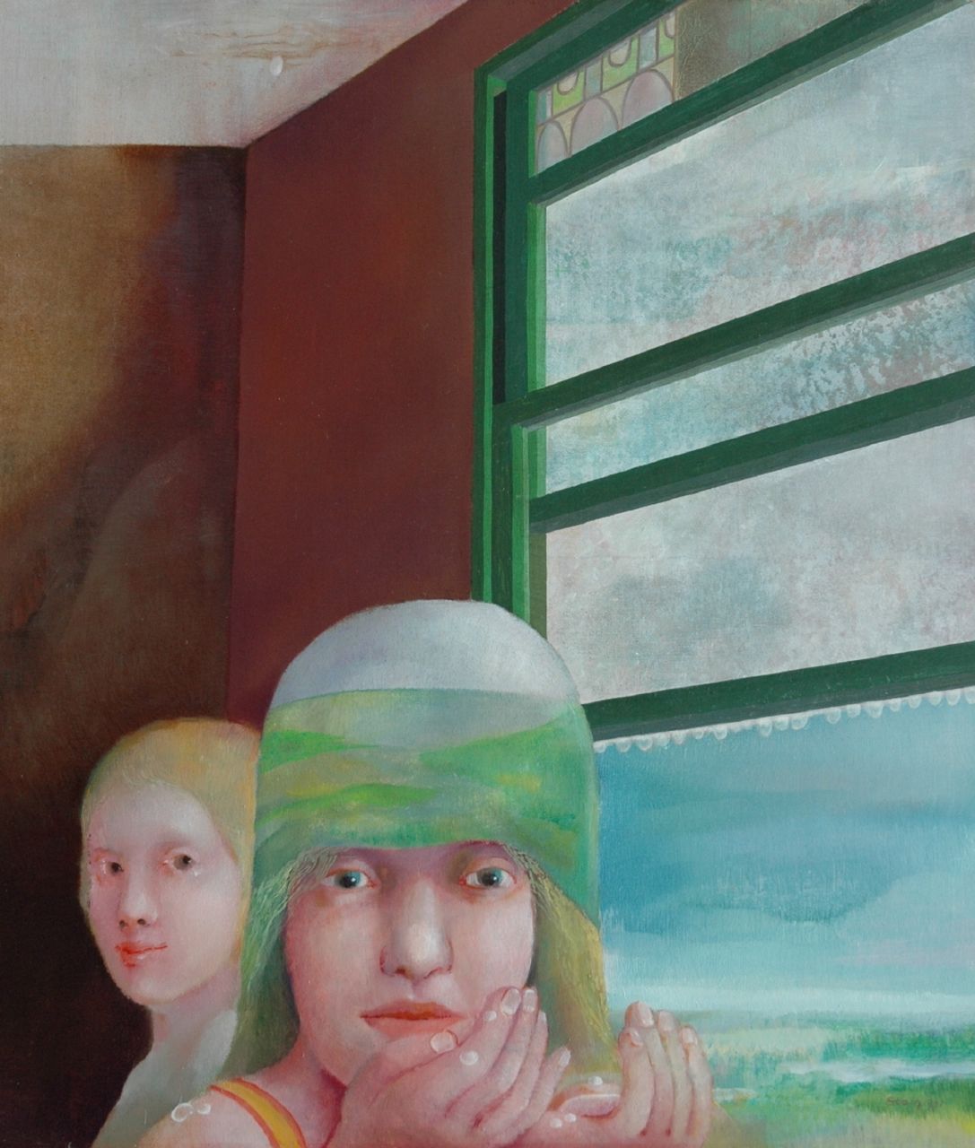 Martin Stam | Flevopolder I (met lekkage thuis), olieverf op schildersboard, 60,0 x 52,2 cm, gesigneerd r.o. en gedateerd 1971