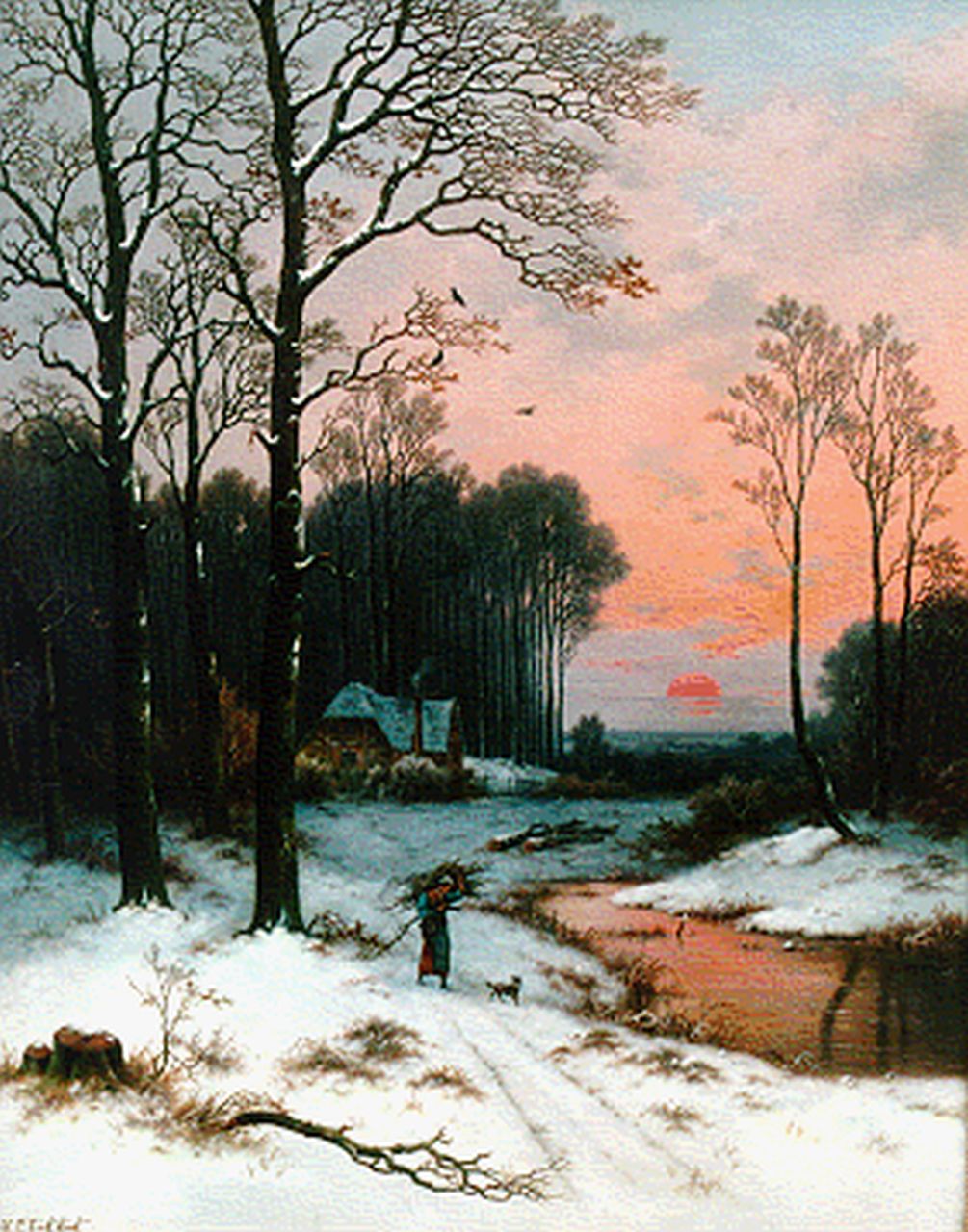 Koekkoek P.H.  | Pieter Hendrik 'H.P.' Koekkoek, Winters bosgezicht, olieverf op doek 81,0 x 64,7 cm, gesigneerd linksonder
