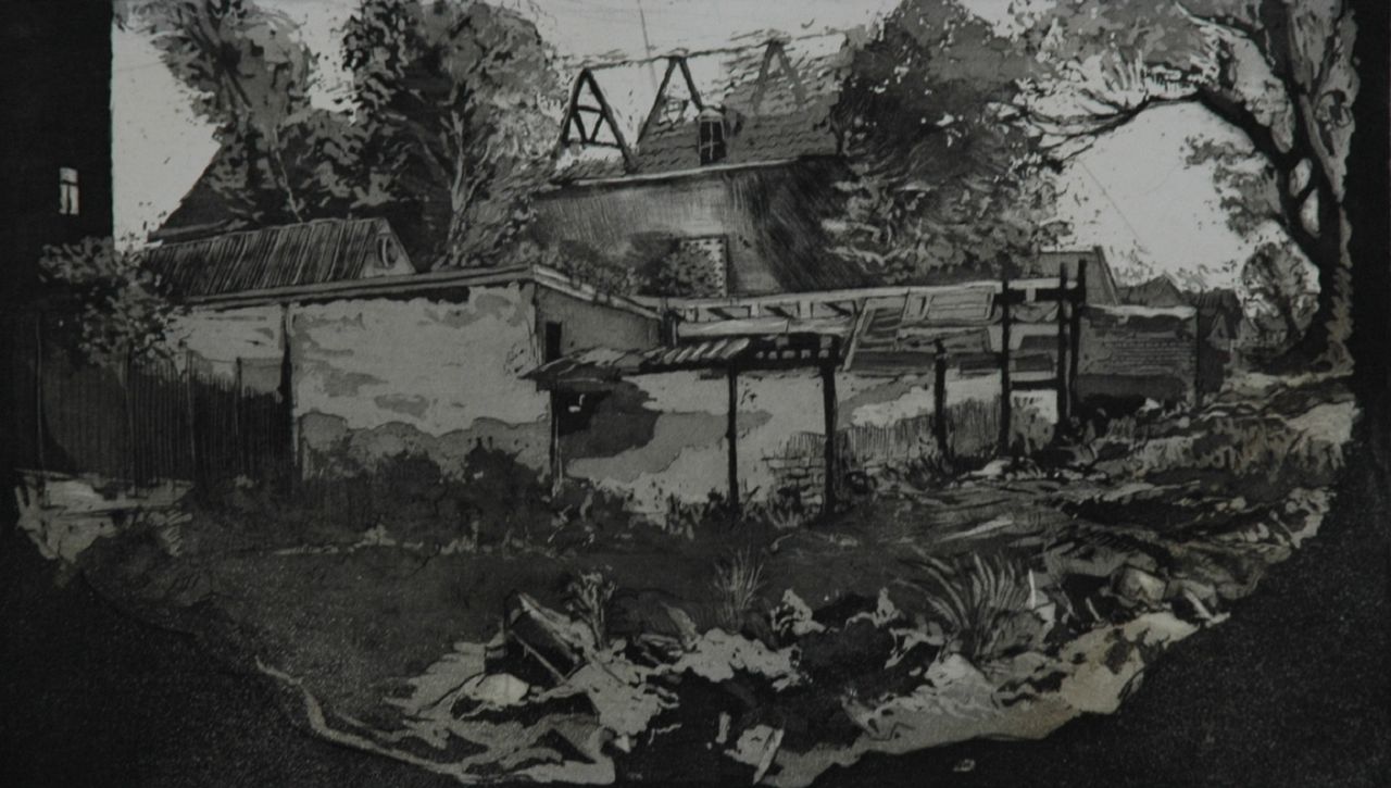 Haasteren C. van | van Haasteren | Grafiek te koop aangeboden | 'Eine kleine Industrielandschaft 2' - Schiedam, ets en aquatint 45,2 x 60,4 cm, gesigneerd rechtsonder (in potlood) en gedateerd 1980 (in potlood)