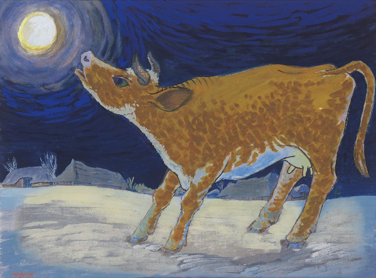 Henk Melgers Aquarellen vh. te Koop De gele koe
