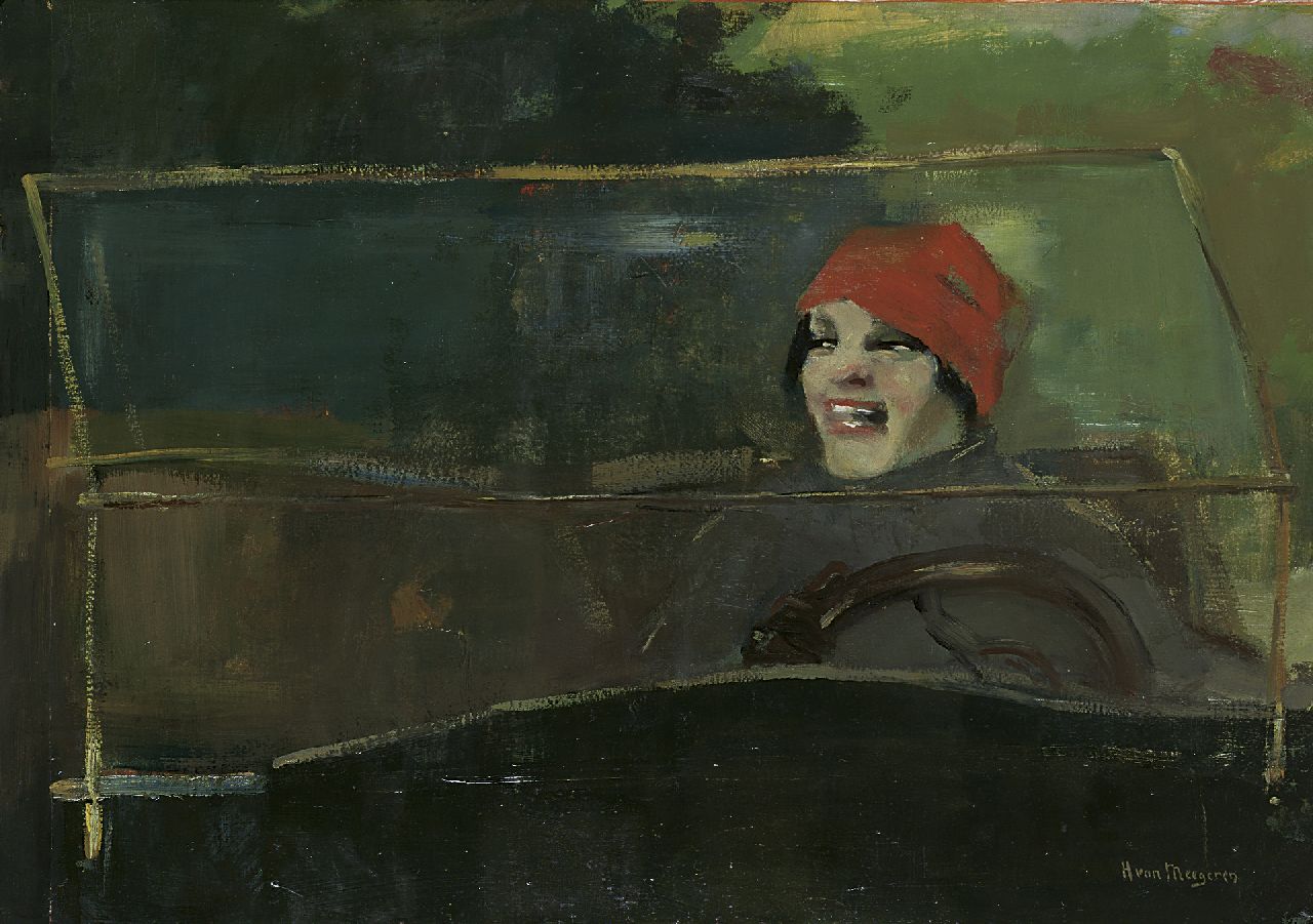 Meegeren H.A. van | Henricus Antonius 'Han' van Meegeren, Een vrouw achter het stuur, olieverf op doek 78,1 x 110,0 cm, gesigneerd rechtsonder