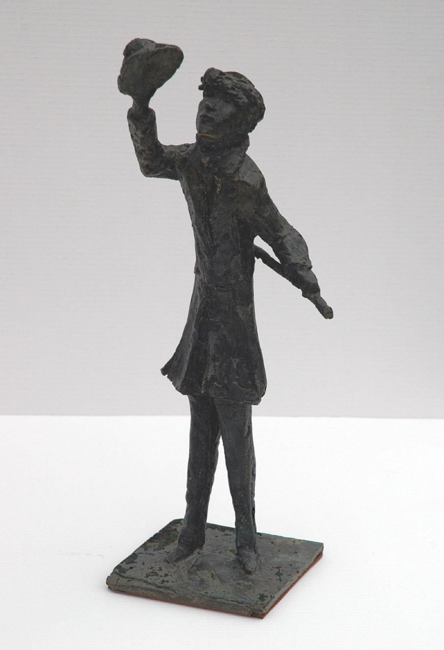 Nahmer Th. van der | Theo van der Nahmer, Bonjour! (De flaneur), brons 30,5 cm