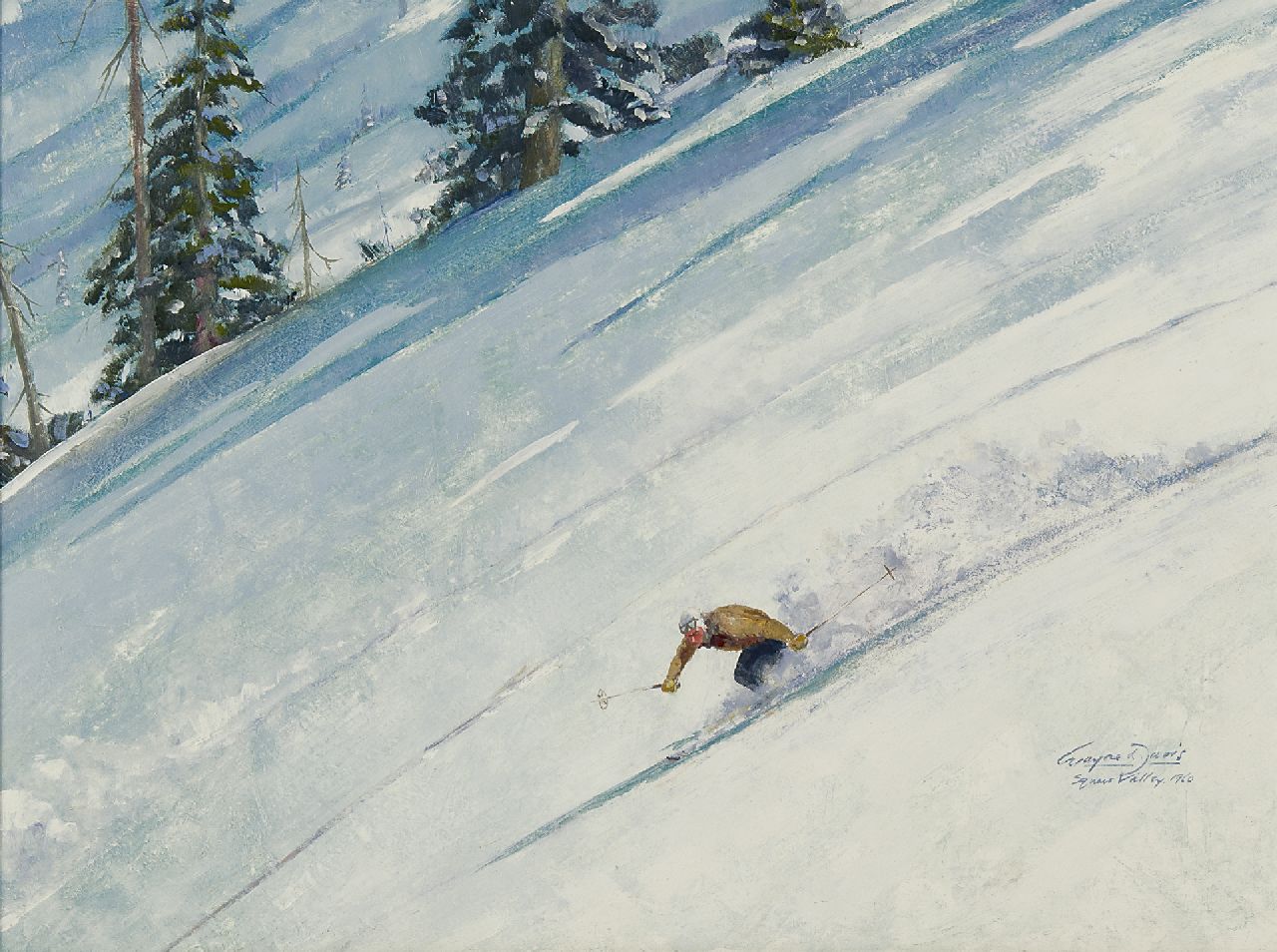 Wayne L.D.  | Lambert Davis Wayne, Skiën in Squaw Valley, Lake Tahoe, Californië, olieverf op board 45,8 x 61,0 cm, gesigneerd rechtsonder en gedateerd 'Squaw Valley 1960'