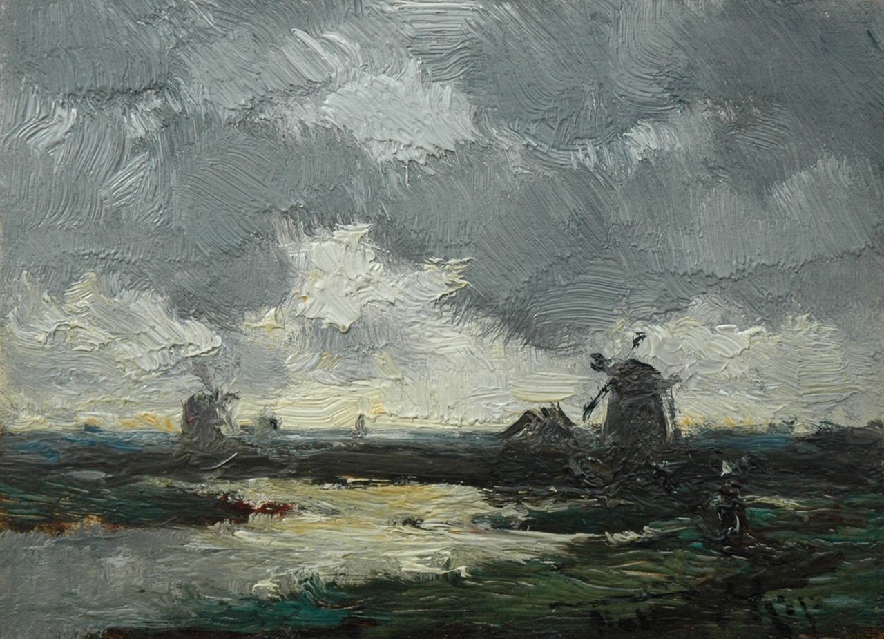 Rip W.C.  | 'Willem' Cornelis Rip, Wolk Effect, avond, olieverf op paneel 11,5 x 16,0 cm, gesigneerd rechtsonder