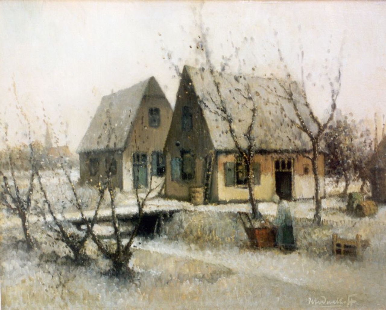 Daalhoff H.A. van | Hermanus Antonius 'Henri' van Daalhoff, Boerderij in de winter, olieverf op doek 37,2 x 46,2 cm, gesigneerd rechtsonder