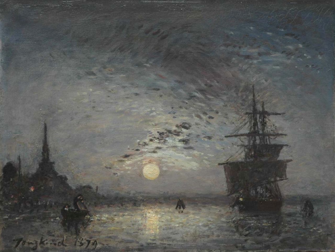 Jongkind J.B. | Johan Barthold Jongkind, Schepen voor de Oude Haven met de Oude Hoofdpoort te Rotterdam, olieverf op doek 24,9 x 32,5 cm, gesigneerd linksonder en gedateerd 1879 Jongkind J.B. | Johan Barthold Jongkind, Schepen voor de Oude Haven met de Oude Hoofdpoort te Rotterdam, olieverf op doek 24,9 x 32,5 cm, gesigneerd linksonder en gedateerd 1879