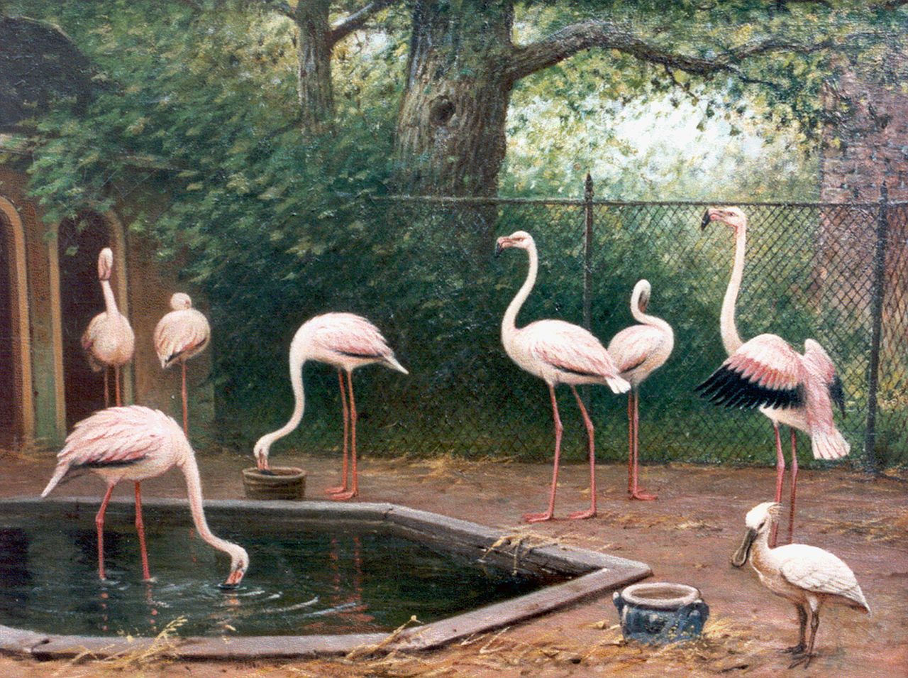 Koekkoek II M.A.  | Marinus Adrianus Koekkoek II, Flamingo's, olieverf op doek 51,0 x 64,3 cm, gesigneerd rechtsonder en gedateerd 1909