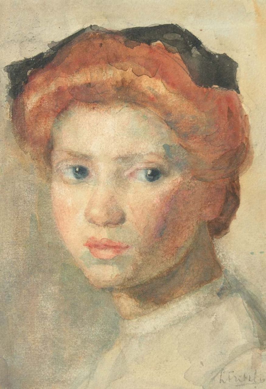 Fritzlin M.C.L.  | Maria Charlotta 'Louise' Fritzlin, Portret van Sientje, zwart krijt en aquarel op papier 19,8 x 13,8 cm, gesigneerd rechtsonder