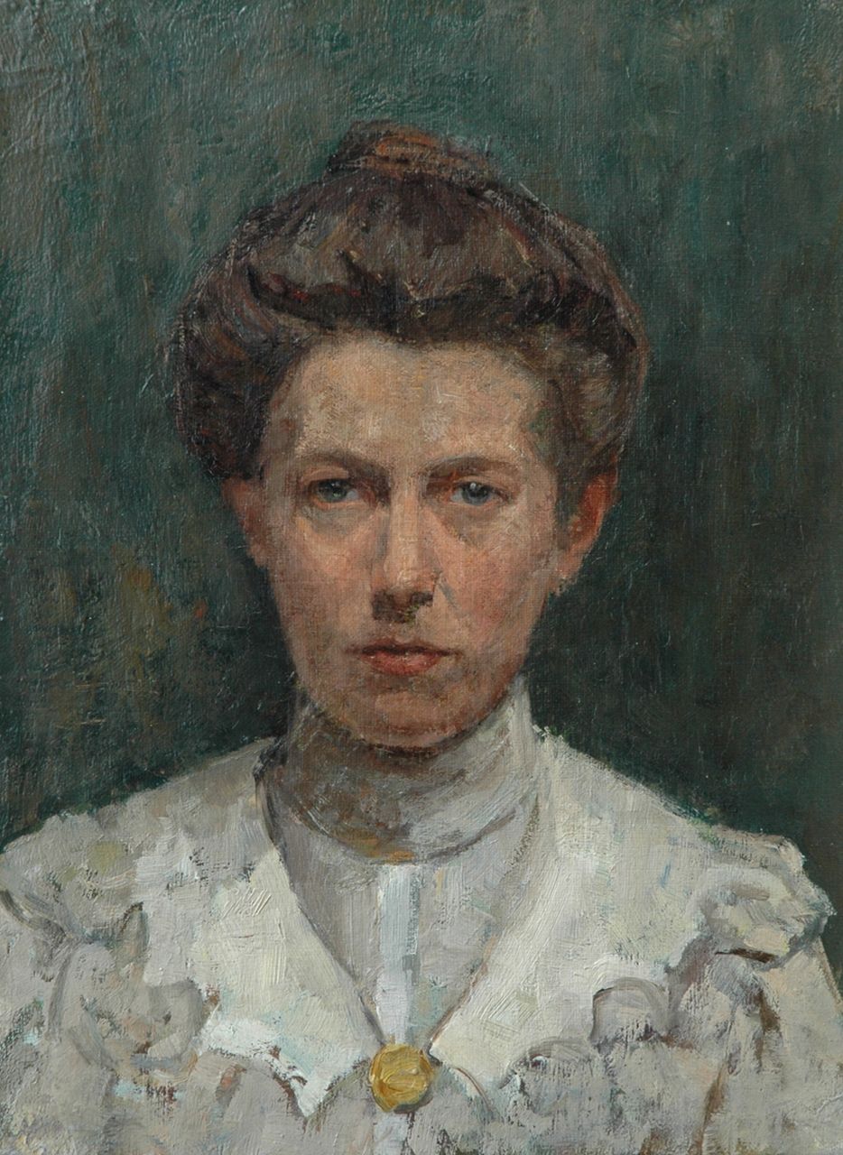 Fritzlin M.C.L.  | Maria Charlotta 'Louise' Fritzlin, Vrouw met opgestoken haar, olieverf op doek 36,0 x 27,0 cm, te dateren 1908