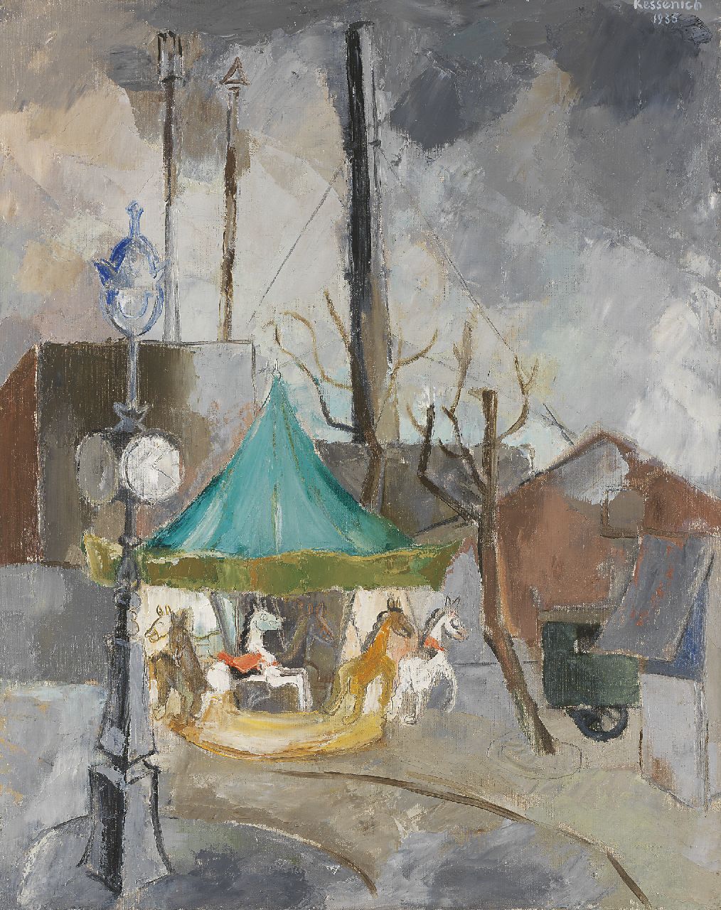 Judy Michiels van Kessenich | Carrousel in Parijs, olieverf op doek, 81,5 x 65,5 cm, gesigneerd r.b. en gedateerd 1935