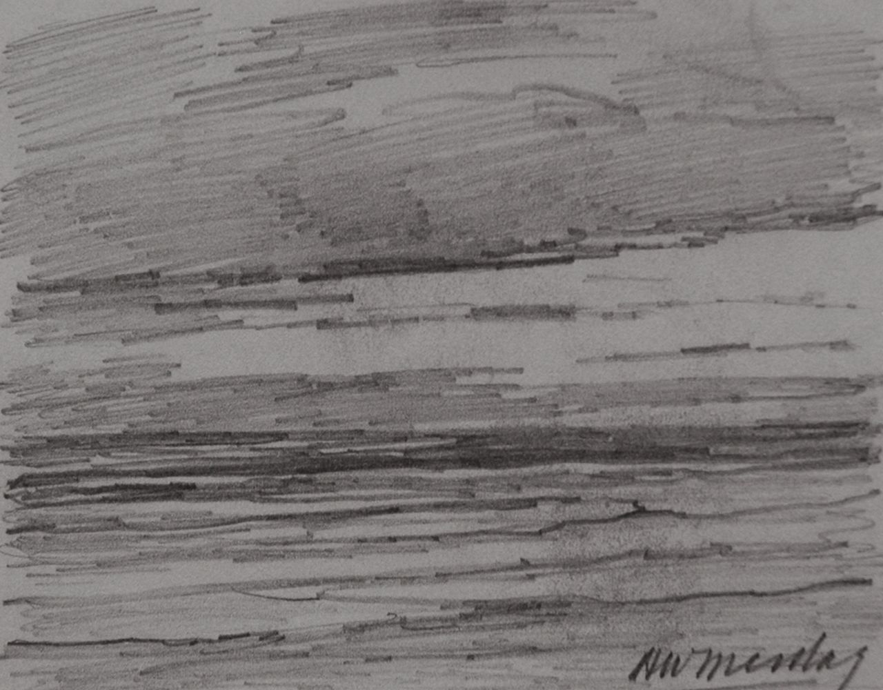 Mesdag H.W.  | Hendrik Willem Mesdag, Zee en wolken, potlood op papier 8,7 x 11,2 cm, gesigneerd rechtsonder