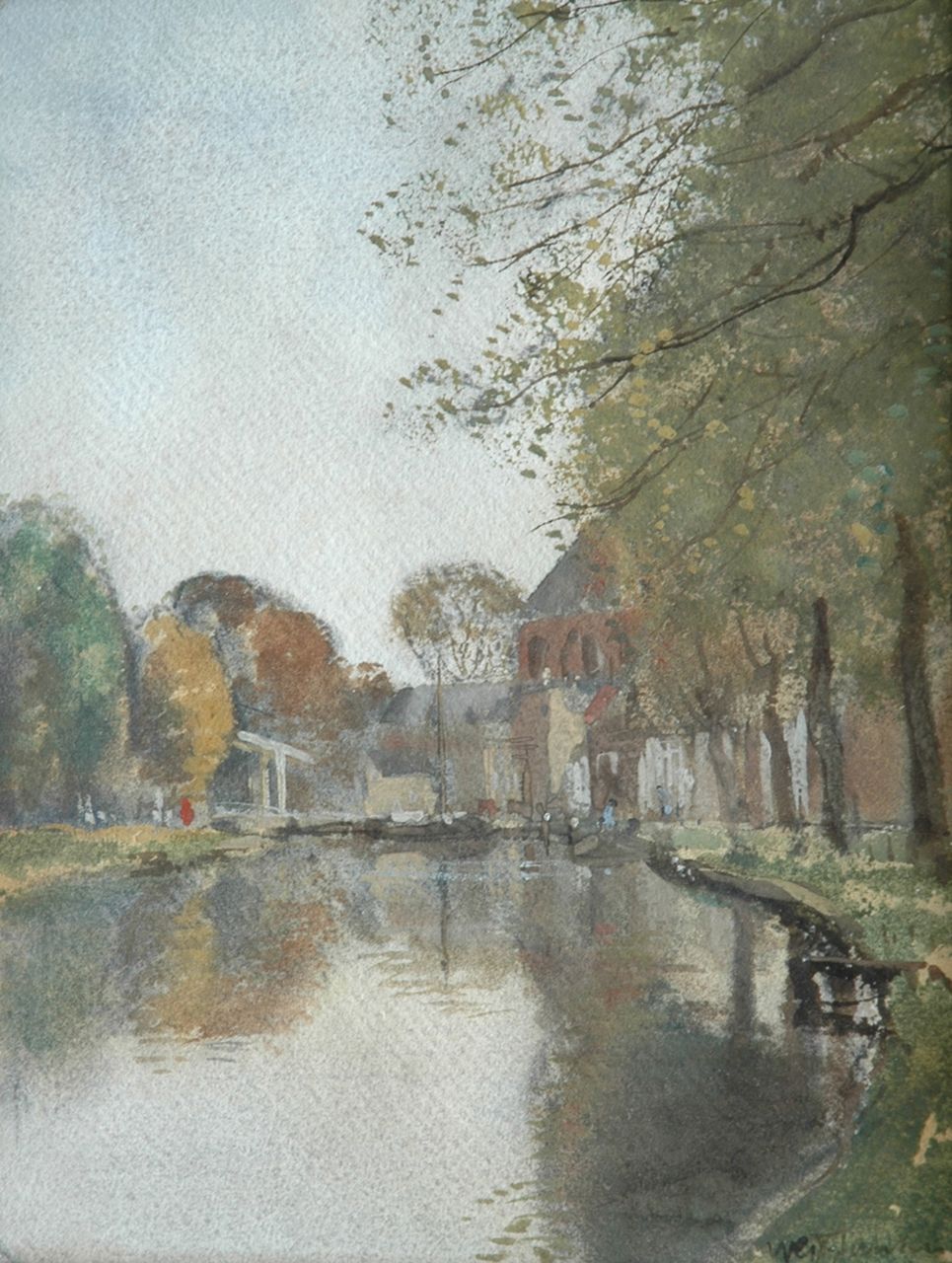 Jansen W.G.F.  | 'Willem' George Frederik Jansen, Vaartje met ophaalbrug, aquarel op papier 29,1 x 22,8 cm, gesigneerd rechtsonder