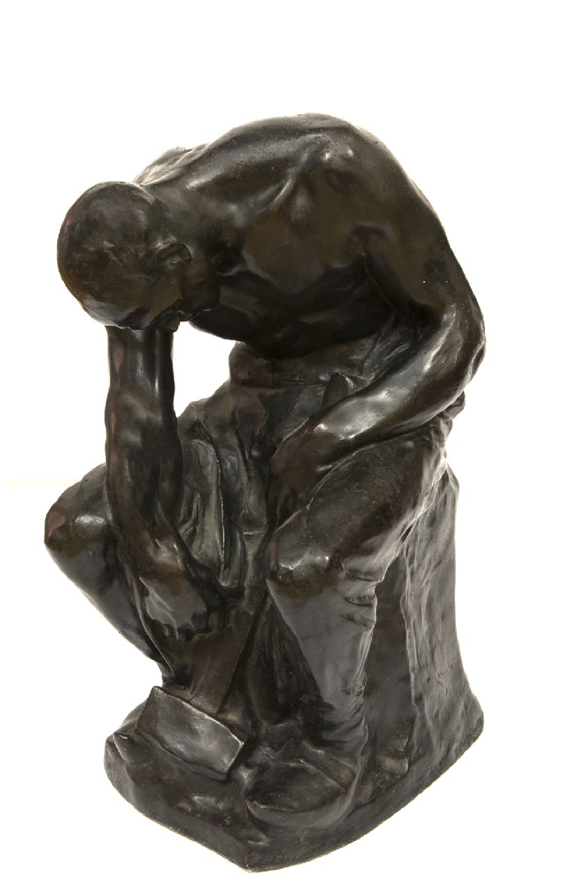 Jules Pierre van Biesbroeck | Rustende mijnwerker, gepatineerd gips, 53,0 x 25,5 cm