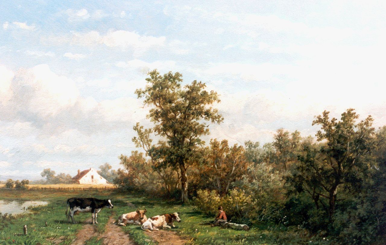 Wijngaerdt A.J. van | Anthonie Jacobus van Wijngaerdt, Polderlandschap, olieverf op paneel 23,0 x 36,5 cm, gesigneerd rechtsonder