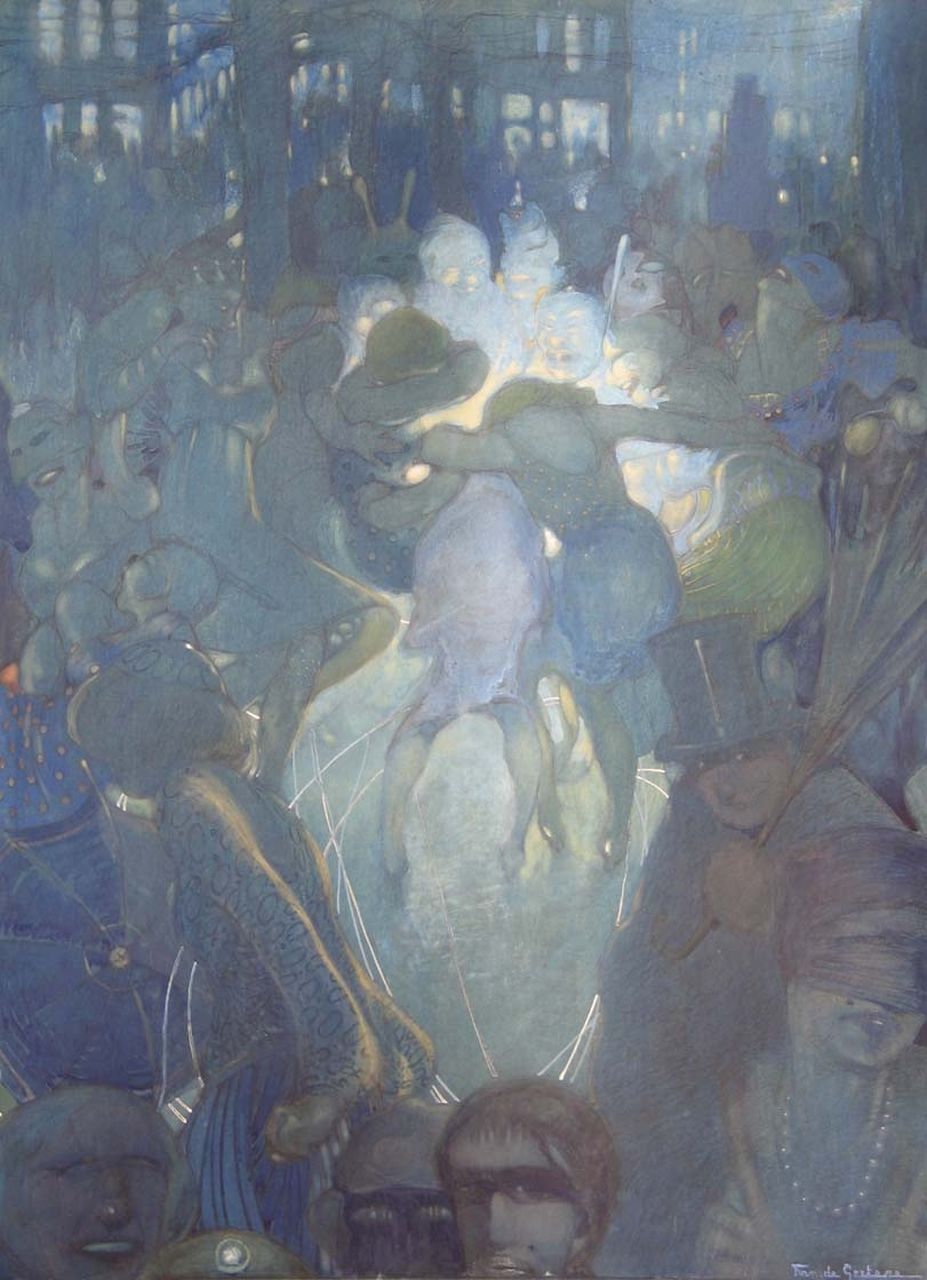 Geetere F.J.J. de | François Joseph Jean 'Frans' de Geetere, Carnaval, potlood, aquarel en pastel op board 97,6 x 72,6 cm, gesigneerd rechtsonder