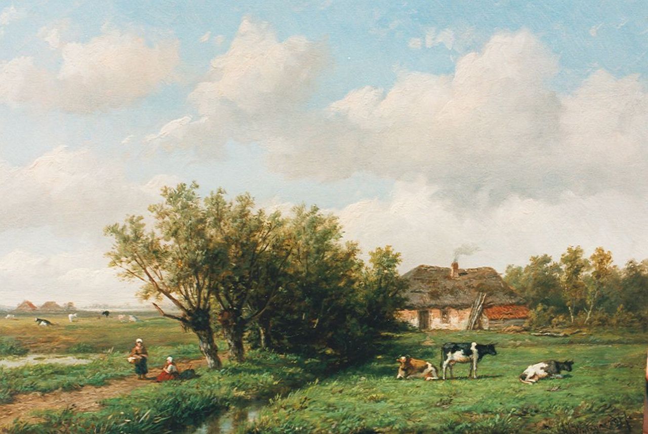 Wijngaerdt A.J. van | Anthonie Jacobus van Wijngaerdt, Polderlandschap, olieverf op paneel 23,0 x 36,5 cm, gesigneerd rechtsonder