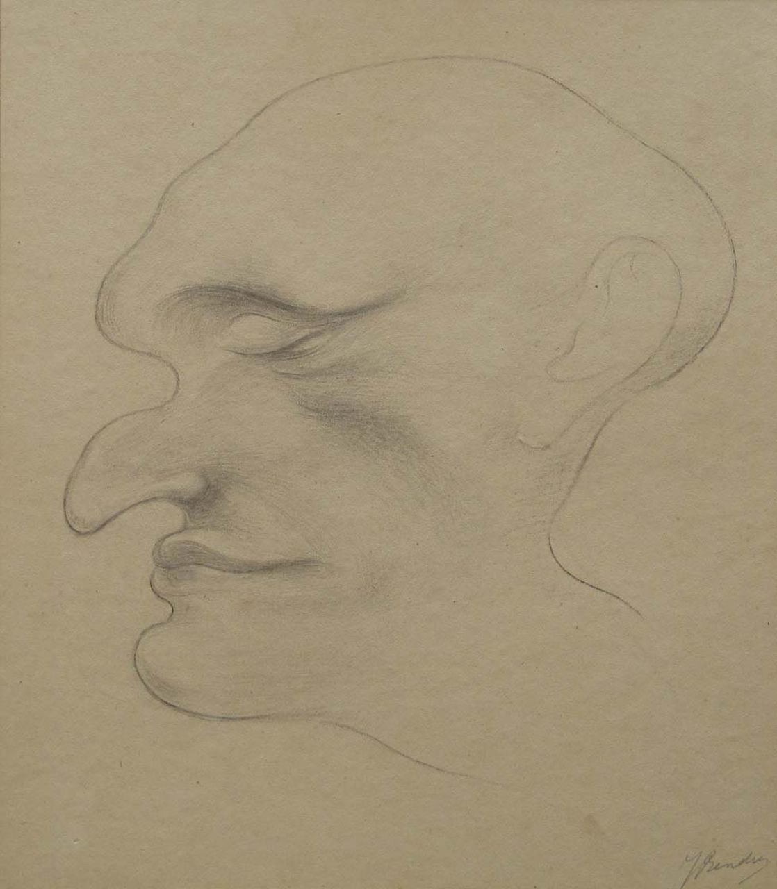 Bendien J.  | Jacob Bendien, Minachting, potlood op papier op karton 38,5 x 32,8 cm, gesigneerd rechtsonder