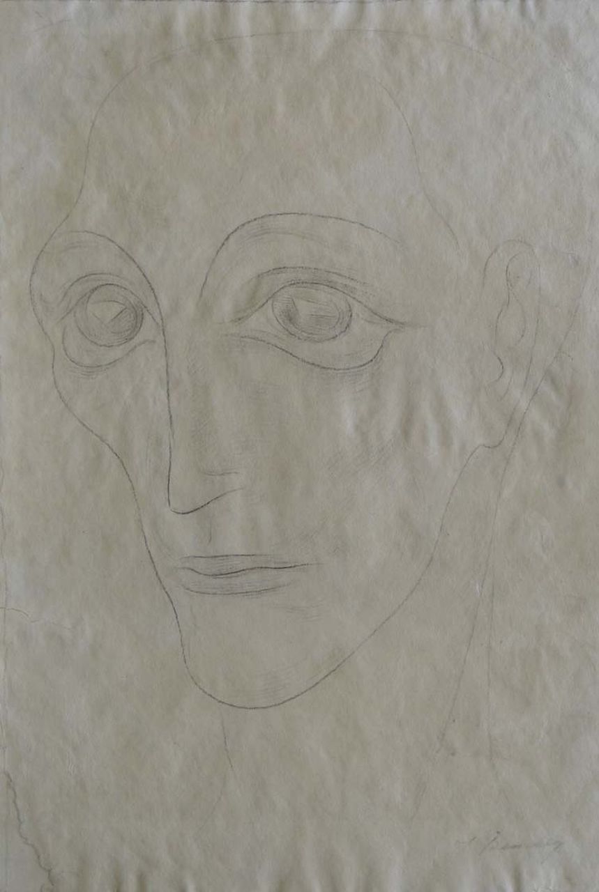 Bendien J.  | Jacob Bendien, Mannenkop, potlood op papier 41,0 x 27,9 cm, gesigneerd rechtsonder