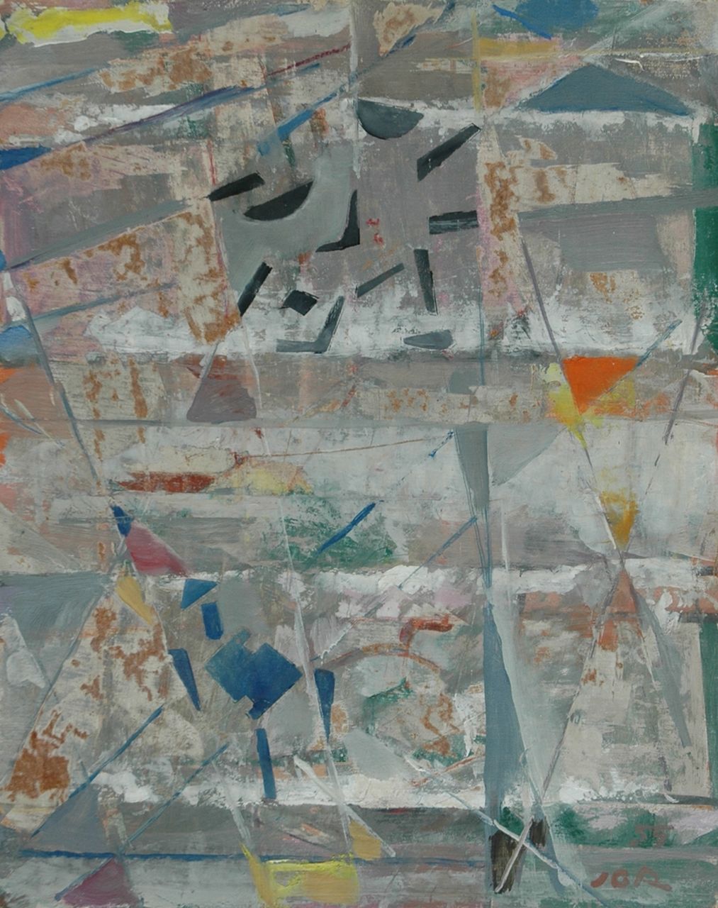 Jordens J.G.  | 'Jan' Gerrit Jordens, Compositie, olieverf op board 50,5 x 40,4 cm, gesigneerd rechtsonder