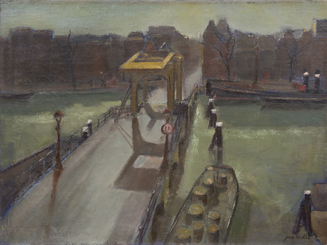 Nolte J.A.F.  | Johannes Albertus Franciscus 'Jan' Nolte, De Magere Brug, Amsterdam, olieverf op doek 60,5 x 80,3 cm, gesigneerd rechtsonder en verso