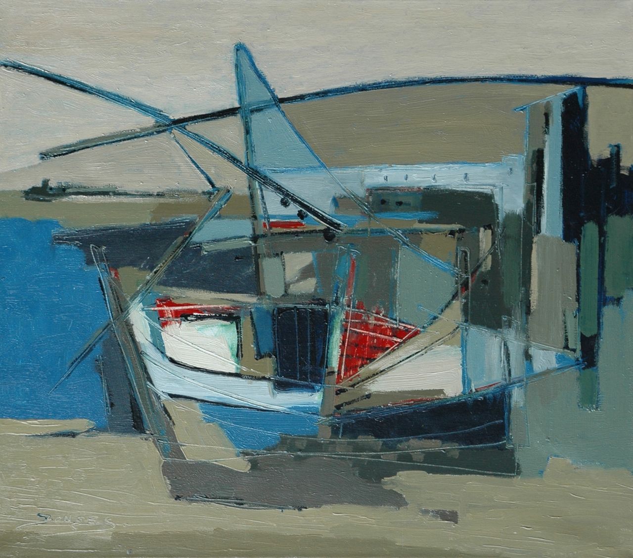 Jan Jonges | Formentera, olieverf op doek, 68,3 x 78,2 cm, gesigneerd l.o.