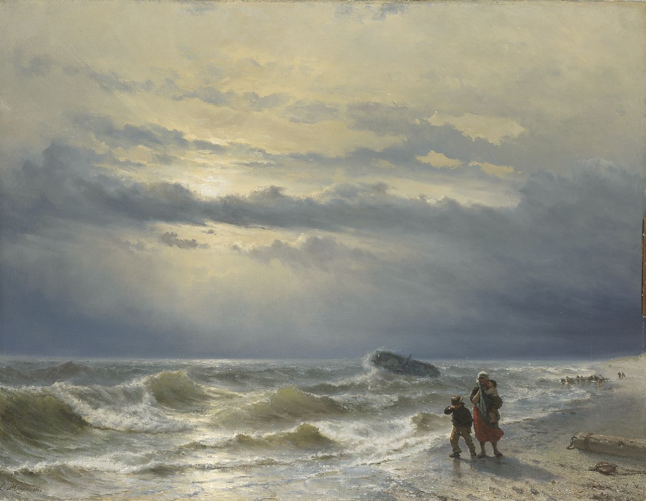 Meijer J.H.L.  | Johan Hendrik 'Louis' Meijer, Na de schipbreuk, olieverf op doek 88,8 x 115,4 cm, gesigneerd linksonder en gedateerd 1864